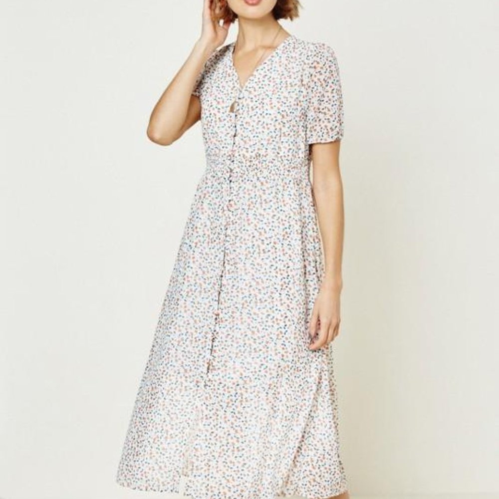 Floral Button-Down Midi Dress